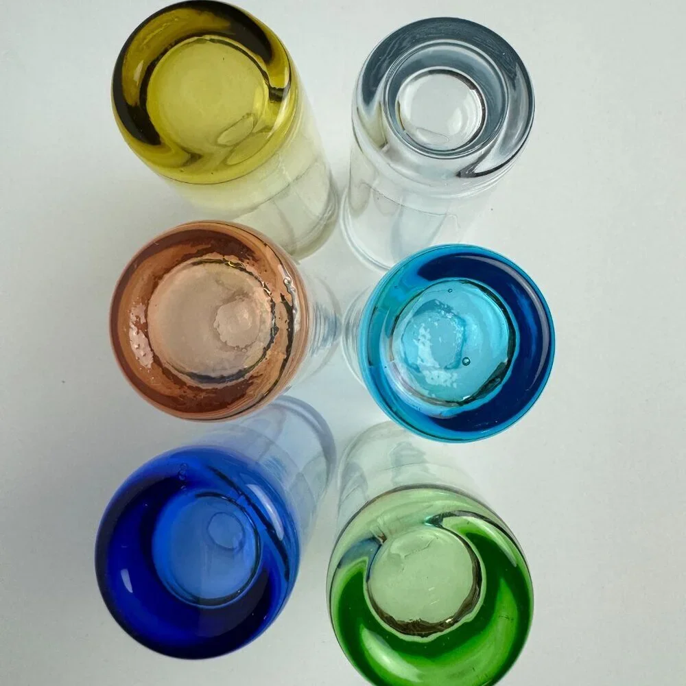 Vintage Set of 6  Shot Glasses Multi Colors 4.25